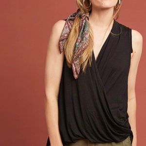 Anthropologie Black Ramey Wrap Top Blouse